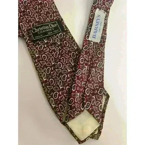 Christian Dior Men's Vintage Brown Paisley Silk Tie - Picture 5 of 5